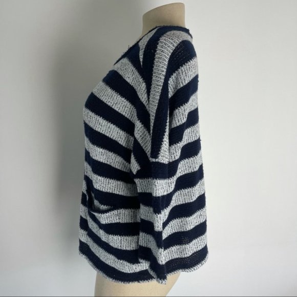 JACK BB DAKATO Striped Navy/Stone Gray Sweater S - Picture 5 of 9
